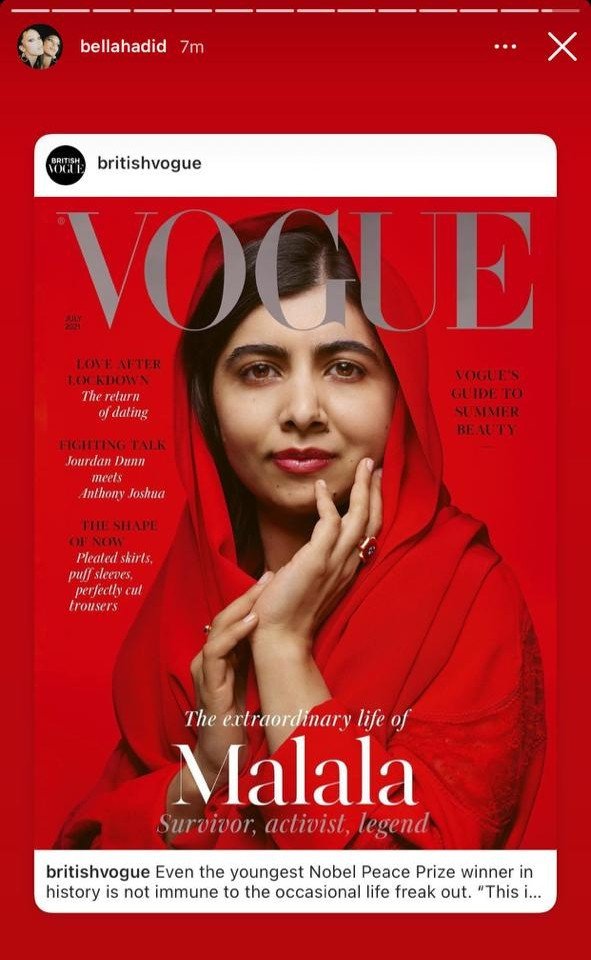 Celebrities laud Malala Yousafzai as she makes it to the cover of British 'Vogue'