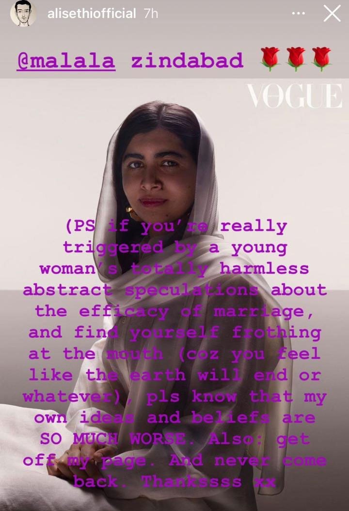 Ali Sethi supports Malala Yousafzai’s marriage statement in Vogue interview