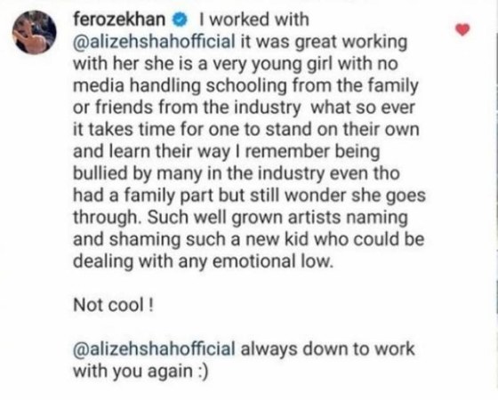 Feroze Khan supports Alizeh Shah after Yasir Nawaz’s remarks