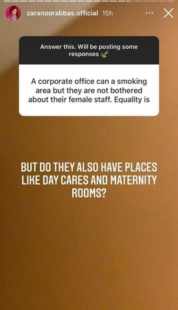 Zara Noor Abbas raises concerns on treatment pregnant women face in professional world