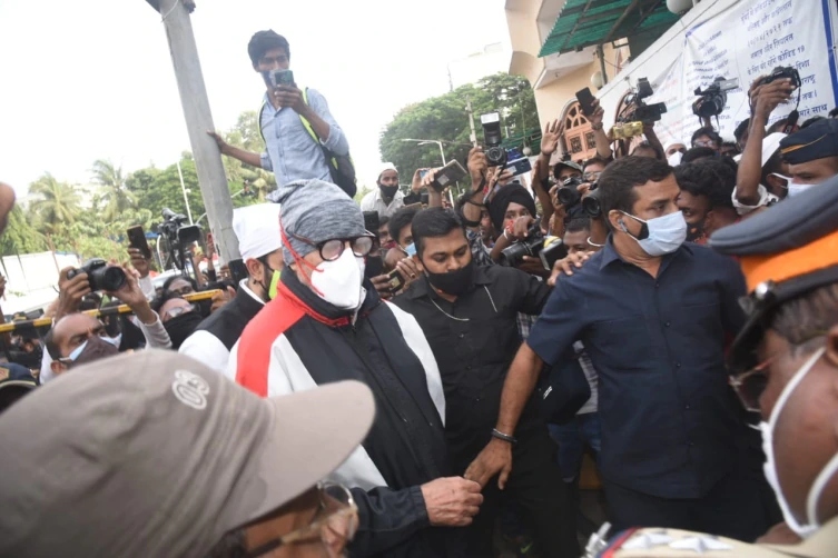 In pictures: Amitabh, Abhishek attend last rites of Dilip Kumar