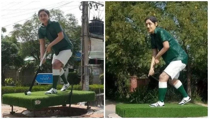 اولمپیئن سمیع اللہ خان کے مجسمے سے ہاکی اور بال غائب