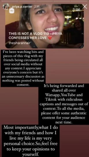 Priya Prakash Varrier lashes back at trolls on her recent vlog