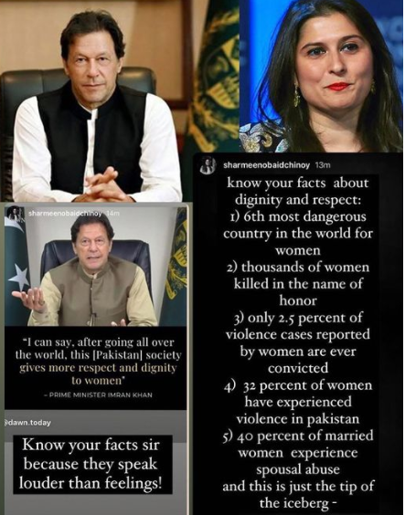 Sharmeen Obaid-Chinoy slams PM Imran for saying Pakistani society respects women