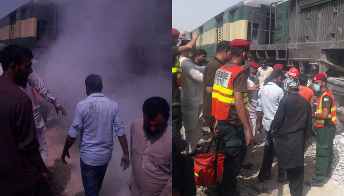 کراچی سے لاہور جانے والی شاہ حسین ایکسپریس کے انجن میں آگ لگ گئی