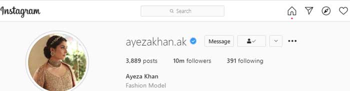Ayeza Khan crosses 10 million followers mark on Instagram 