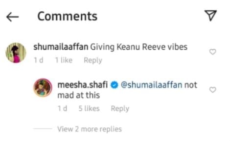 Meesha Shafi’s latest hairstyle draws comparison with Keanu Reeves