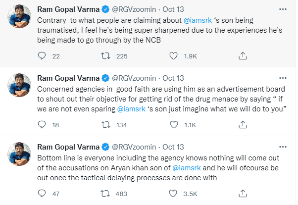 Ram Gopal Varma reacts to Aryan Khan's arrest, says NCB made him a ‘Super Duper star’