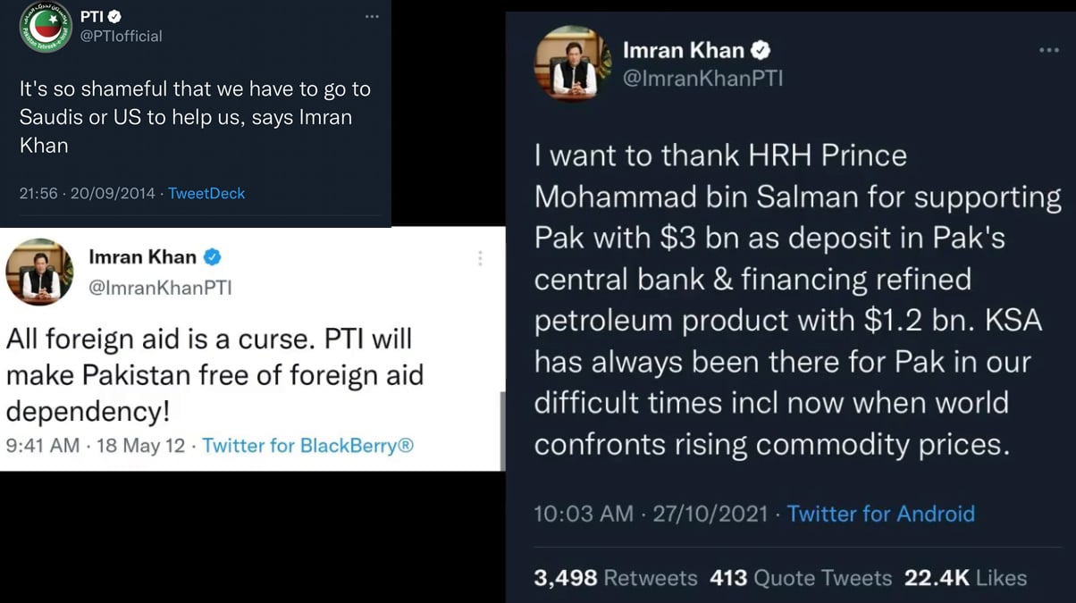 سعودی امداد کے بعد عمران خان کے پرانے ٹوئٹس وائرل