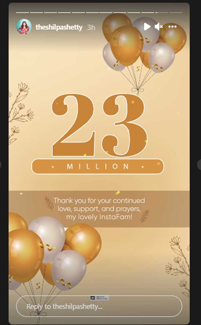 Shilpa Shetty hits 23 million followers on Instagram, thanks fans for love & support