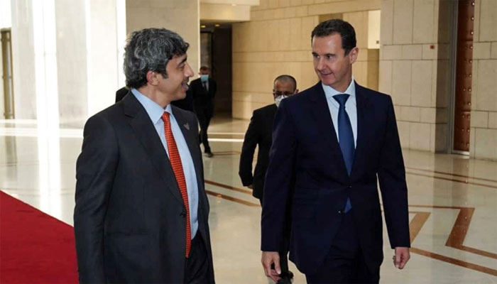 اماراتی وزیر خارجہ کی دمشق آمد، شام کے صدر اسد سے ملاقات