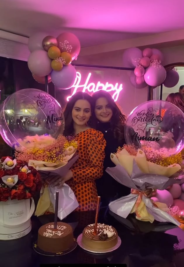 Inside Aiman and Minal Khan's midnight birthday surprise bash