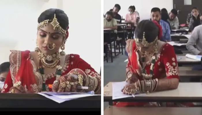 In India, the girl reached the examination center wearing a wedding dress