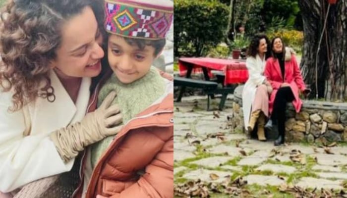 1Kangana Ranaut spends time with nephew Prithvi & sister Rangoli on her birthday