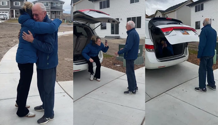 بیٹی نے کار کی ڈِگّی میں چُھپ کر والد کو حیران کردیا