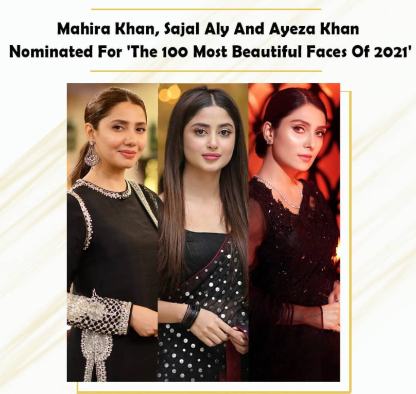 ماہرہ، عائزہ، سجل علی 100 خوبصورت ترین چہروں کی فہرست میں نامزد