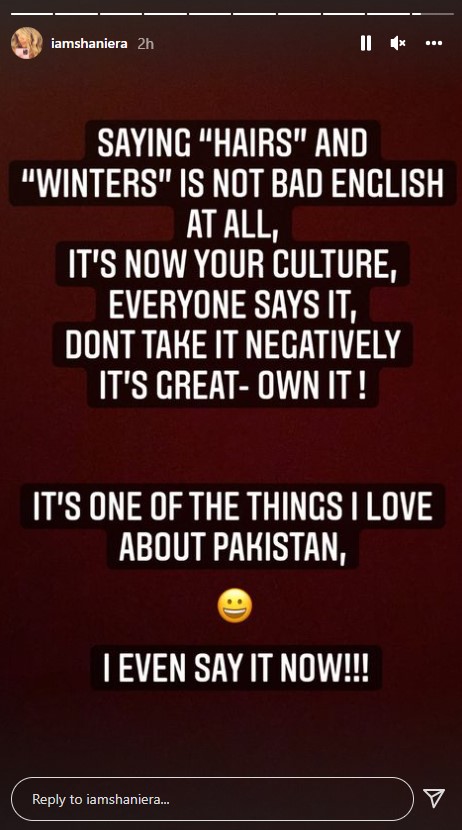 شنیرا کو پاکستانیوں کی اسپیشل’انگریزی‘ بھا گئی