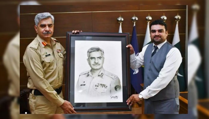 معروف آرٹسٹ وقاص احمد شائق نے ڈی جی ISPR کا خاکہ بنا دیا
