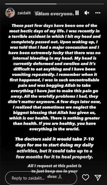 یوٹیوبر زید علی خوفناک حادثے کا شکار