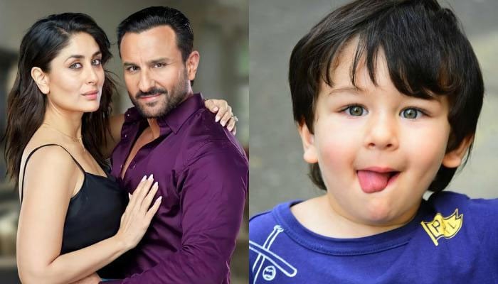 Kareena Kapoor, Saif Ali Khan, son Taimur twin in blue for recent ...