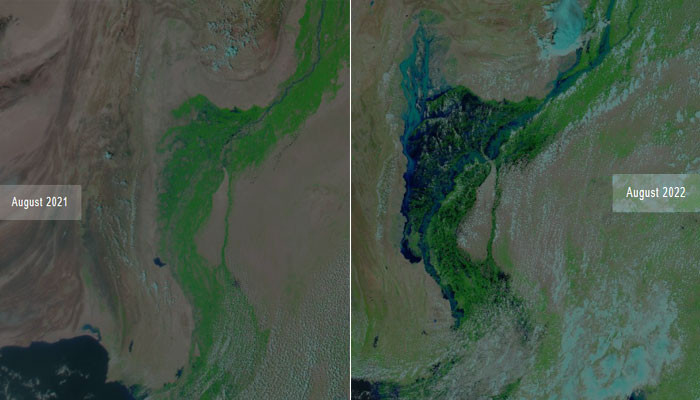 A 100 km wide lake was formed in Sindh due to flood, NASA released the image