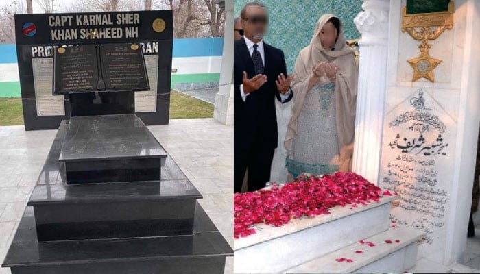 Wreaths were laid on the graves of Major Shabir Sharif, Captain Colonel Sher Khan