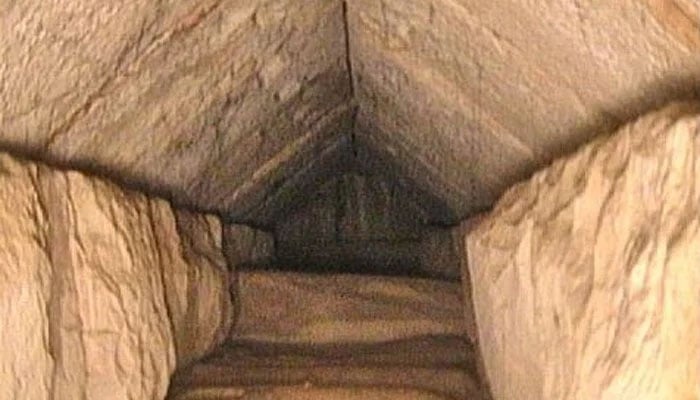 A hidden passage inside the Great Haram of Giza discovered by researchers from the Egyptian Ministry of Antiquities' Scan Pyramid Project.  Photo courtesy - Egyptian Ministry of Antiquities/Reuters