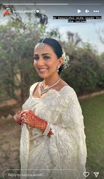 ولیمے کی تقریب، اشنا شاہ تیار، حمزہ امین گالف کھیلتے رہے