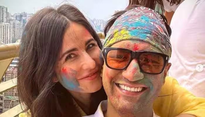 Katrina Kaif puts her arms around husband Vicky Kaushal as they ring in Holi 2023 