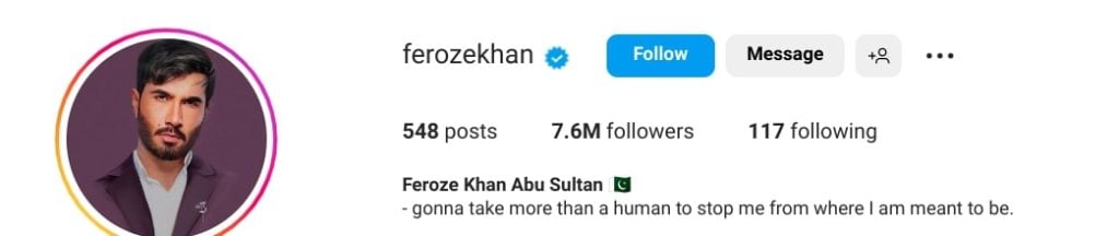 Feroze Khan now goes by the name of Abu Sultan on Instagram 