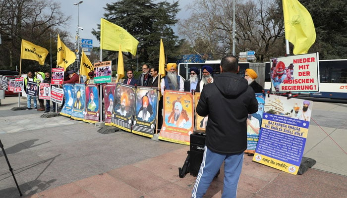 Protest by the Sikhs in front of the headquarters of the United Nations Human Rights Council