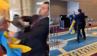 یوکرین کے رکنِ پارلیمنٹ نے روس کے نمائندے کو گھونسا مار دیا