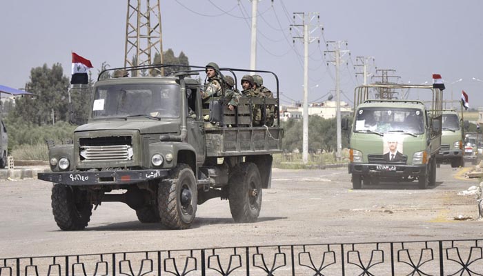 شام کا فوجی قافلہ، فائل فوٹو
