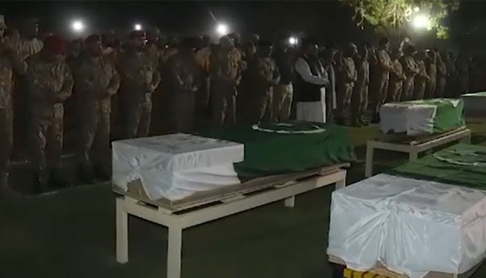 بنوں جانی خیل میں شہید اہلکاروں کی نماز جنازہ ادا