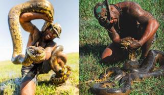 ایناکونڈا کو قابو کرنے والا رئیل ٹارزن، ویڈیو وائرل