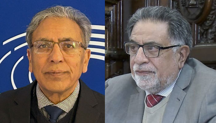 پروفیسر نذیر احمد شال (دائیں جانب)، علی رضا سید (بائیں جانب)