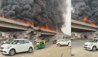 بھارت میں فلائی اوور پر آتشزدگی کی خوفناک ویڈیو