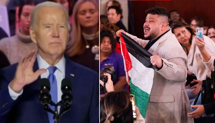 فلسطینیوں کے حامیوں نے بائیڈن کیلئے تقریر کرنا مشکل کردیا