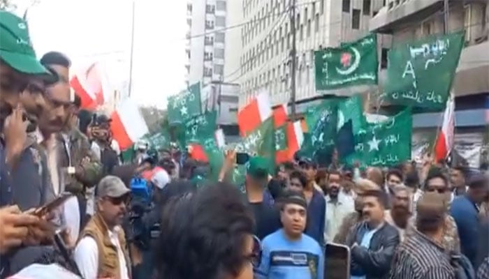 جماعت اسلامی، جی ڈی اے کا انتخابات میں مبینہ دھاندلی کیخلاف کراچی پریس کلب پر احتجاج