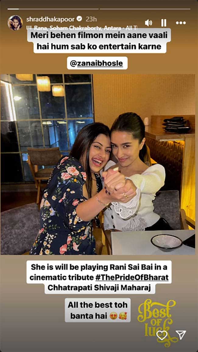 Shraddha Kapoor gives shout out to Asha Bhosle’s granddaughter Zanai over acting debut