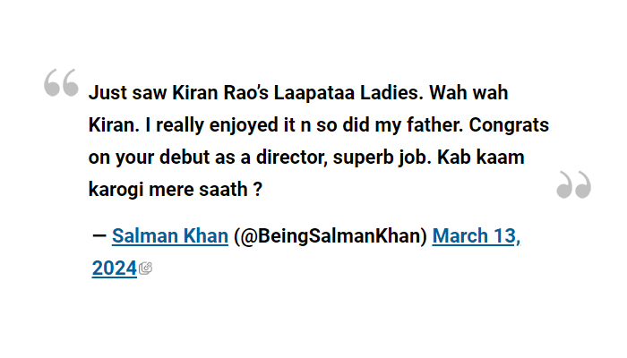 Salman Khan confuses ‘Laapataa Ladies’ as Kiran Rao’s debut, had attended party for first film