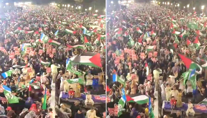 کراچی، فلسطینی عوام سے اظہار یکجہتی کے لیے مارچ