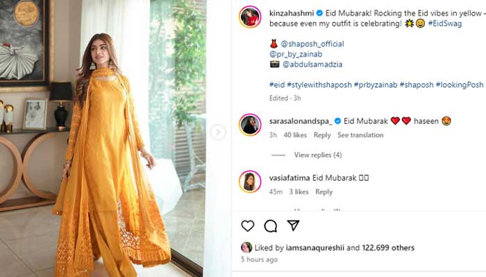 Kanza Hashmi shines bright in vibrant yellow Eid attire: Video