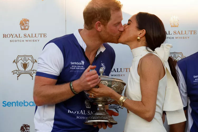 Prince Harry kisses Meghan Markle after bagging a polo win in Florida 