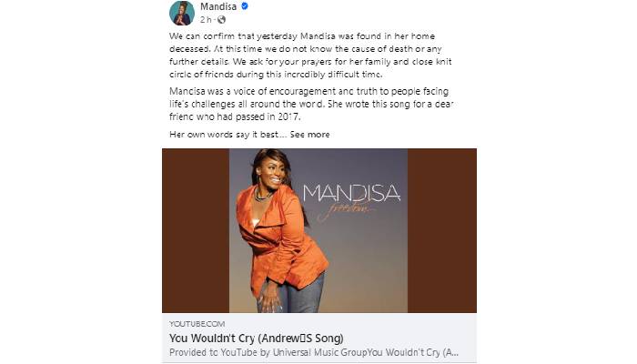 American Idol star Mandisa found dead  in her apartment at 47