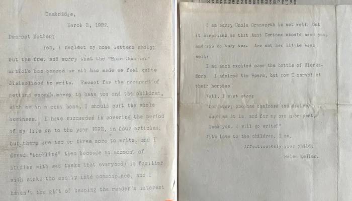 How much are Helen Keller's historic letters selling for?