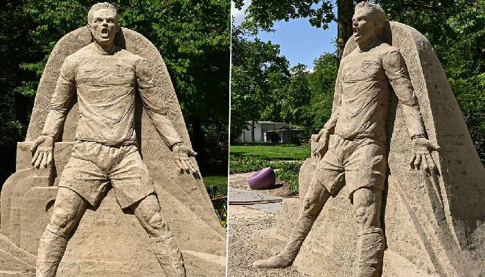 Germany: Cristiano Ronaldo'S Sand Sculpture Is The Center Of Attention