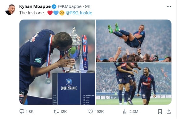 Kylian Mbappe is proud to end PSG's journey with trophy