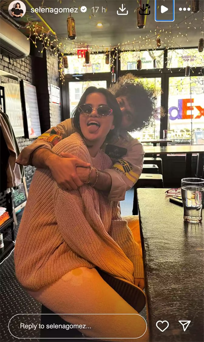 Selena Gomez, Benny Blanco snuggle up after chugging beers