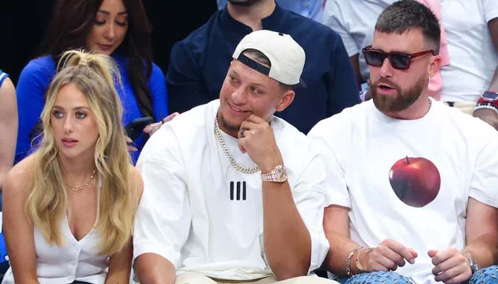 Travis Kelce attends NBA playoffs with Patrick and Brittany Mahomes